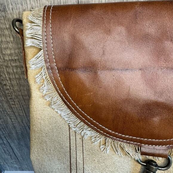 Canvas Leather Crossbody Purse Flap Bag FAST SHIP NeW - Picture 3 of 9